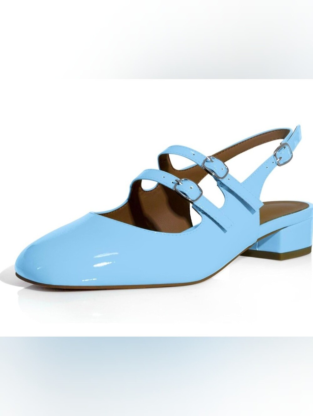 Anteikira Women's Slingback Flats Double Strap Mary Jane Size 9 1 inch
